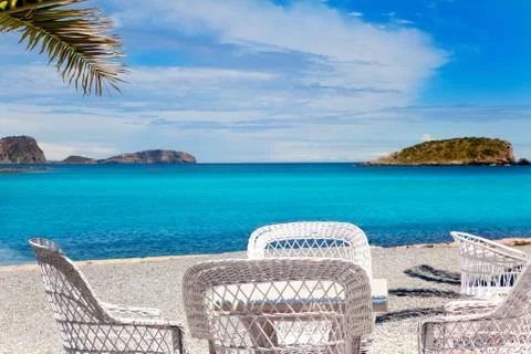 Ibiza Patja des Canar beach with turquoise water Stock Photos