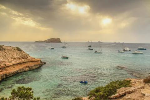 Ibiza, Spain- Cala Conta beach (Platges de Comte) Stock Photos