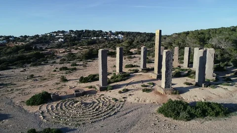 Ibiza, Stonehenge. Sun clock - Time and Space. 001 Stock Footage 127618878