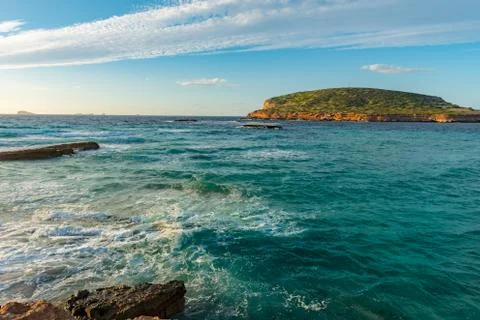 Ibiza sunset from Cala Conta Comte in San Jose at Balearic Islands Spain. Stock Photos