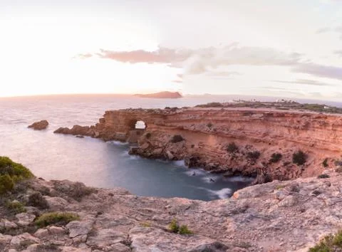 Ibiza sunset from Cala Conta Comte in San Jose at Balearic Islands Spain. Stock Photos