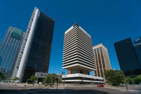 IBM building surrounded by high density buildings Stock Photos