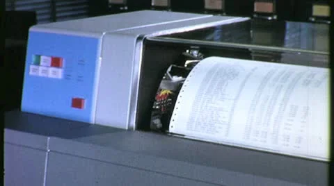 IBM Computer Printing Data Printout 1970s Vintage Film Industrial Movie 1210 Stock Footage