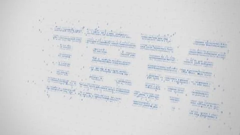 IBM logo being made with many numbers. Digital business conceptual editorial 3D 스톡 일러스트