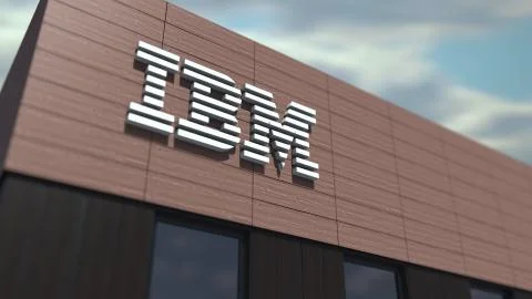 IBM logo on the building, editorial 3d rendering Illustrazione stock