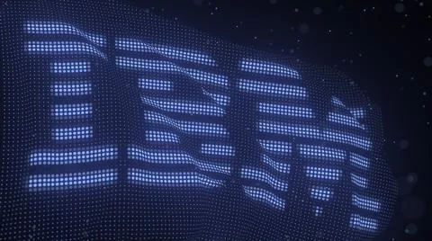 IBM logo on a waving digital flag, editorial 3d rendering 스톡 일러스트