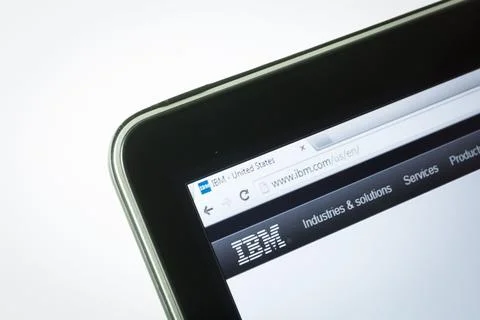 IBM site page on tablet screen 스톡 일러스트