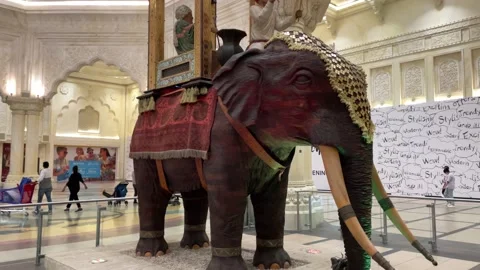 Ibnu Batuta mall inside beautiful statue of elephant  Stock Footage 233856820