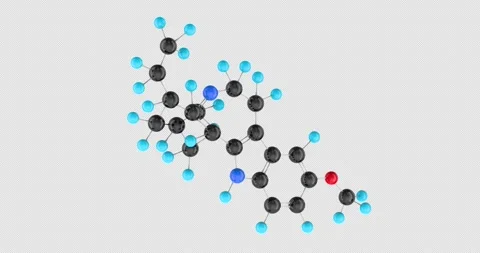 Ibogaine molecule model rotation animation seamlessly loopable. 3D renderin.. Stock Footage 339031569
