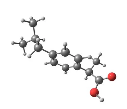 Ibuprofen molecular structure on white background Stock Illustration