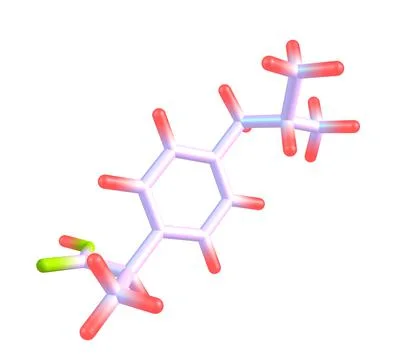 Ibuprofen molecular structure on white background Stock Illustration
