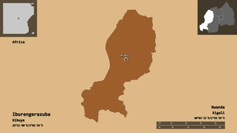 Iburengerazuba location. Rwanda. Solid patterned map Stock Footage 135766963