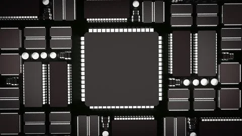 The Ic and pcb Board for technology or it concept 3d rendering. 库存照片