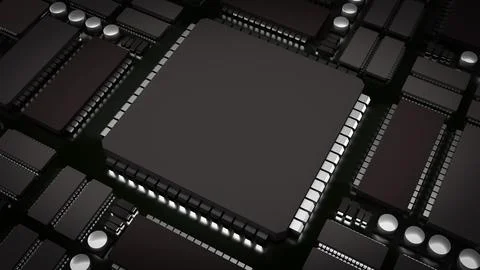 The Ic and pcb Board for technology or it concept 3d rendering. Fotos de archivo