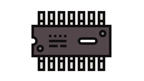 Ic chip electronic component color icon animation Stock Footage 326097697