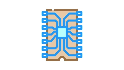Ic chip electronic component color icon animation Video stock 327269925