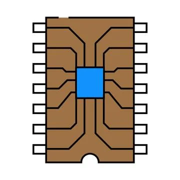 Ic chip electronic component icon color illustration Illustrazione stock