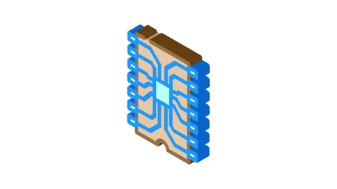 Ic chip electronic component isometric icon animation Video stock 327292972