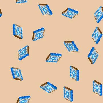 Ic chip electronic component isometric icon seamless pattern イラスト素材