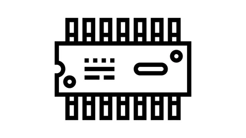 Ic chip electronic component line icon animation Stock Footage 326134316