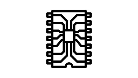 Ic chip electronic component line icon animation Stock Footage 326764045