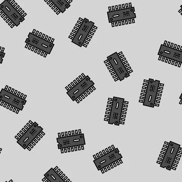 Ic chip electronic component vector seamless pattern Stock Illustration