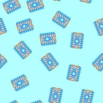 Ic chip electronic component vector seamless pattern Stock Illustration