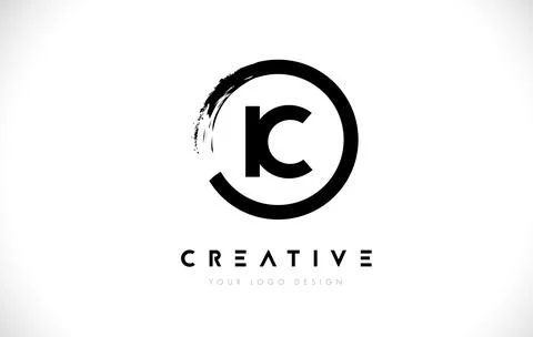 IC Circular Letter Logo with Circle Brush Design and White Background. Stock Illustration
