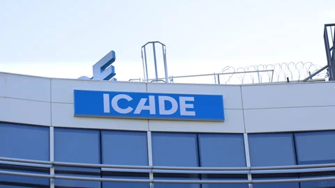 Icade logo on the headquarters building in Issy near Paris, France Stock Footage 256639453