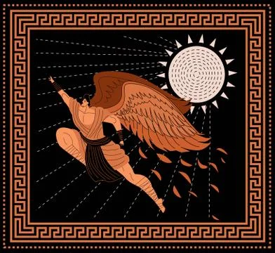 Icarus flying in the sky Stock Illustration