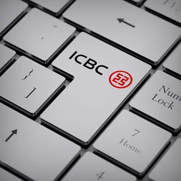 ICBC logo notebook keycap 3d illustration stock market editorial Stock Photos