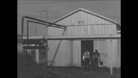 ICBM missiles are subjected to testing in wind tunnels in the 1950s. Stock Footage 86138602