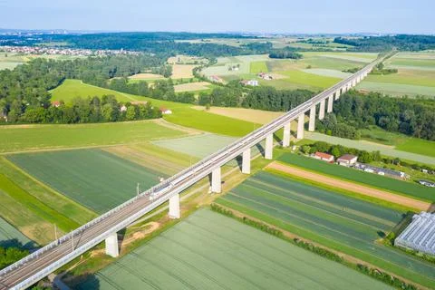 ICE 1 train of Deutsche Bahn DB on the Enztal bridge of high-speed railway li Stock Photos