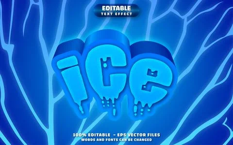 Ice 3D Editable Text Effect Vector Design Stock Illustration