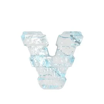 Ice 3d symbol with thick horizontal straps. letter v Stock Illustration