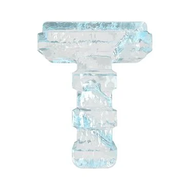 Ice 3d symbol with thick horizontal straps. letter t Stock Illustration