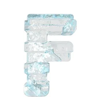 Ice 3d symbol with thick horizontal straps. letter f Illustrazione stock