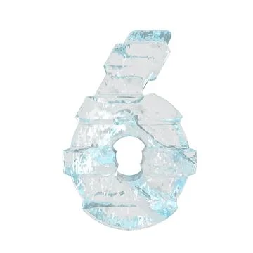 Ice 3d symbol with thick horizontal straps. number 6 Illustrazione stock