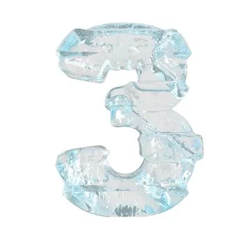 Ice 3d symbol with thick horizontal straps. number 3 Illustrazione stock
