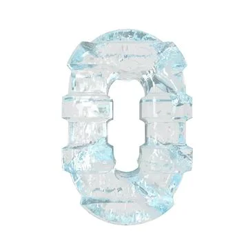 Ice 3d symbol with thick horizontal straps. number 0 Illustrazione stock