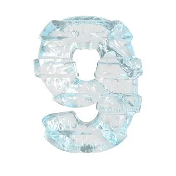 Ice 3d symbol with thick horizontal straps. number 9 Stock Illustration