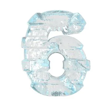 Ice 3d symbol with thick horizontal straps. number 6 Illustrazione stock