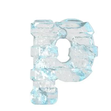 Ice 3d symbol with thick horizontal straps. letter p Illustrazione stock