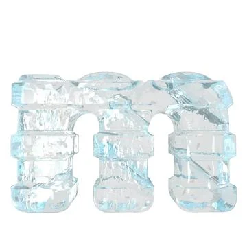 Ice 3d symbol with thick horizontal straps. letter m Stock Illustration