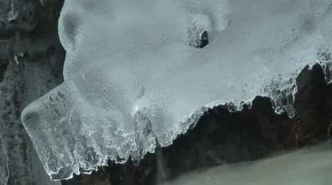 Ice Above An Waterfall Stock Footage 982781