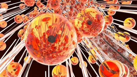 Ice abstract spheres flying in slow motion Stock Illustration
