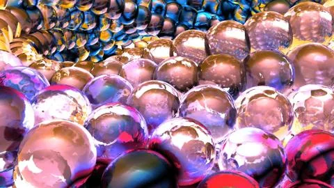 Ice abstract spheres rotating in slow motion. 3D rendering Stock Illustration