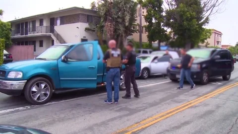 ICE agents in the U.S. round up illegal immigrants and fugitives in 2017. Stock Footage 79418134