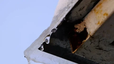 Ice and dropping of water coming from ice. Stock Footage 153957448