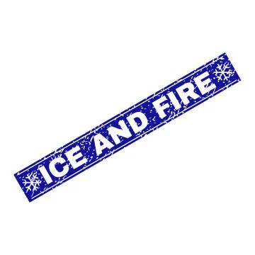 ICE AND FIRE Scratched Rectangle Stamp Seal with Snowflakes Illustrazione stock